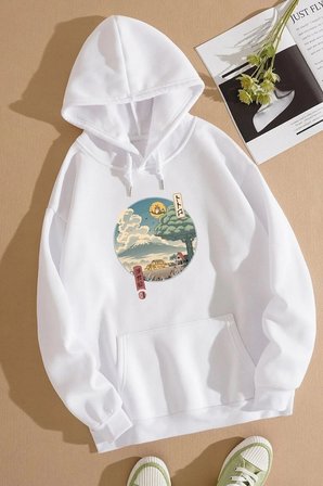 Unisex Neighbor's Ukiyo E Baskılı Sweatshirt