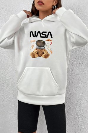 Unisex Nasa Bear Baskılı Sweatshirt