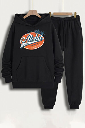 Uyguntarz Unisex Aloha Baskılı Eşofman Takımı