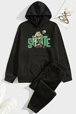 Uyguntarz Unisex All Day Rabbit Baskılı Eşofman Takımı