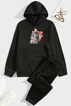 Uyguntarz Unisex Sevimli Kedi Eşofman Takımı