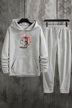 Uyguntarz Unisex Sevimli Kedi Eşofman Takımı