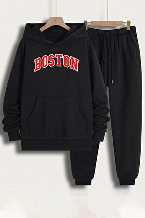 Unisex Boston Baskılı Eşofman Takımı