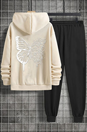 Uyguntarz Unisex Drawing Butterflies Sırt Baskılı Eşofman Takımı