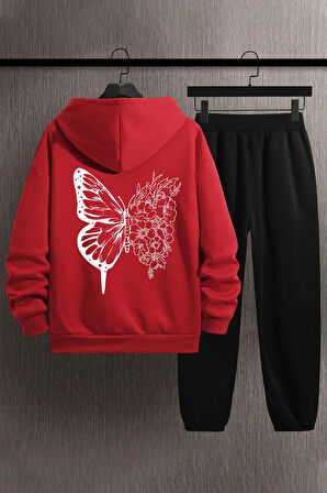 Uyguntarz Unisex Drawing Butterflies Sırt Baskılı Eşofman Takımı
