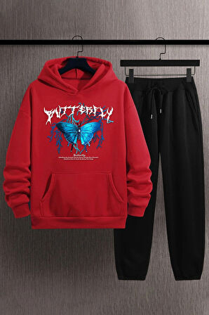 Uyguntarz Unisex Blue Butterfly Baskılı Eşofman Takımı