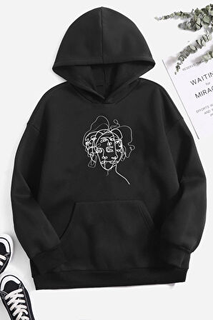 Uyguntarz Unisex Woman one line Baskılı Sweatshirt
