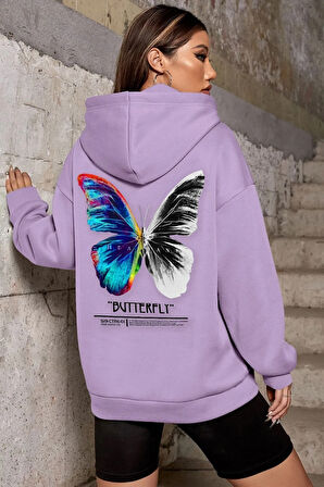 Unisex Butterfly Sırt Baskılı Sweatshirt