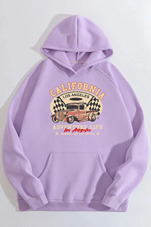 Unisex California Baskılı Kapüşonlu Sweatshirt