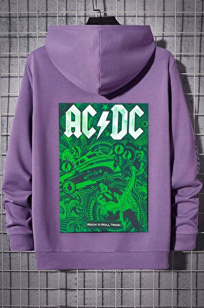 Unisex Ac Dc Baskılı Kapüşonlu Sweatshirt