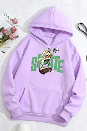 Unisex All Day Rabbit Baskılı Sweatshirt