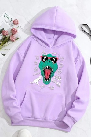 Unisex T - Rex Baskılı Sweatshirt