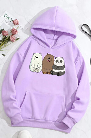 Unisex Kafadar Ayılar Baskılı Sweatshirt