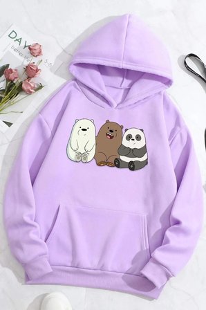 Unisex Kafadar Ayılar Baskılı Sweatshirt