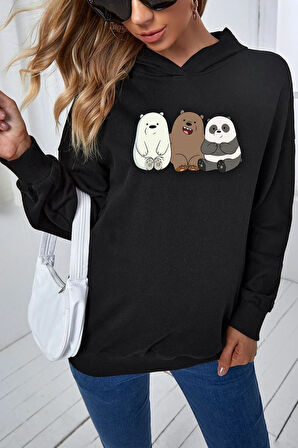 Uyguntarz Unisex Kafadar Ayılar Baskılı Sweatshirt