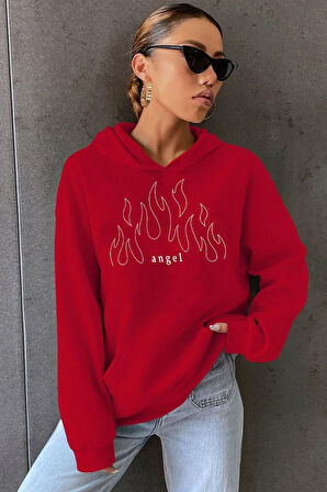 Uyguntarz Unisex White Angel Fire Sweatshirt