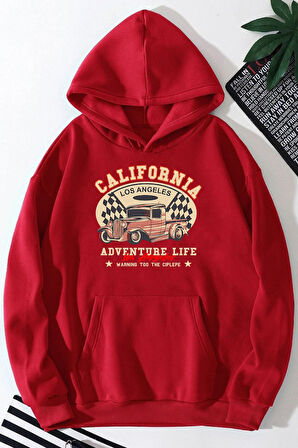 Uyguntarz Unisex California Baskılı Kapüşonlu Sweatshirt