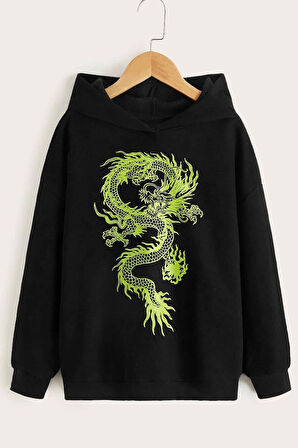 Uyguntarz Unisex Chinese Dragon Graphic Baskılı Sweatshirt