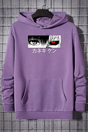 Uyguntarz Unisex Ken Kaneki Baskılı Kapüşonlu Sweatshirt