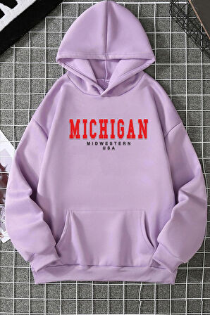 Unisex Michigan Baskılı Sweatshirt