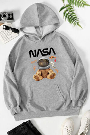 Uyguntarz Unisex Nasa Bear Baskılı Sweatshirt