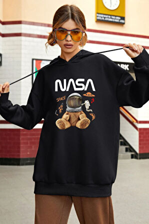 Uyguntarz Unisex Nasa Bear Baskılı Sweatshirt