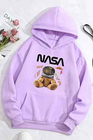 Uyguntarz Unisex Nasa Bear Baskılı Sweatshirt