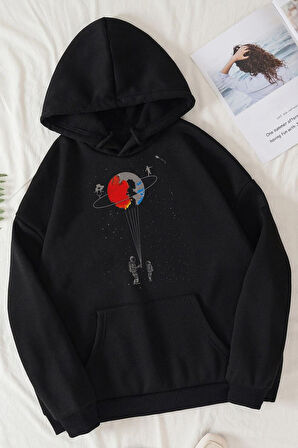 Uyguntarz Unisex Evren Temalı Baskılı Sweatshirt