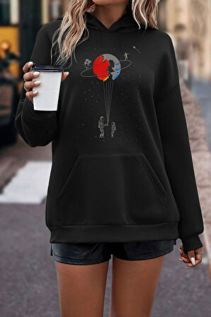 Uyguntarz Unisex Evren Temalı Baskılı Sweatshirt