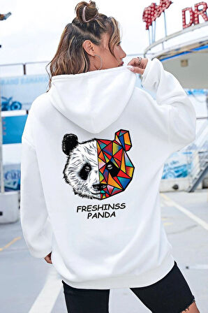 Unisex Panda Sırt Baskılı Sweatshirt