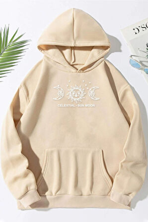 Uyguntarz Unisex Celestial Sun Moon Baskılı Sweatshirt