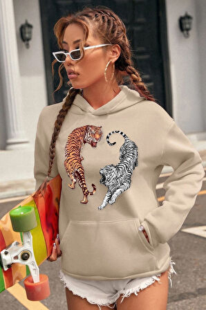 Uyguntarz Unisex Tiger Baskılı Sweatshirt
