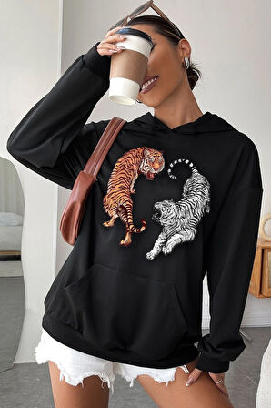 Uyguntarz Unisex Tiger Baskılı Sweatshirt