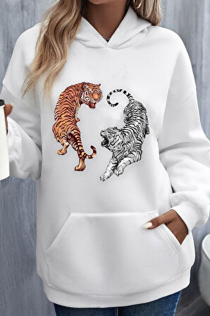 Uyguntarz Unisex Tiger Baskılı Sweatshirt