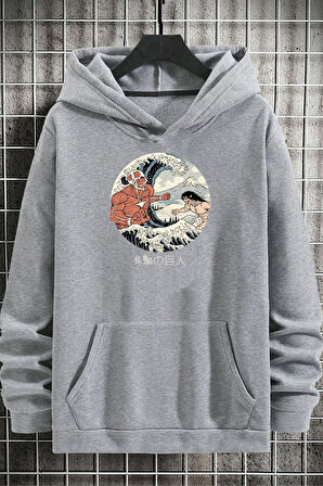 Uyguntarz Unisex Kanagawa Oki Nami Ura Baskılı Sweatshirt