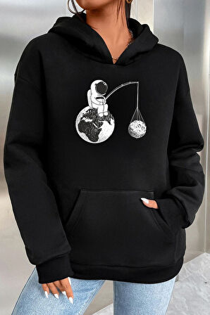 Uyguntarz Unisex Uzay Temalı Baskılı Sweatshirt