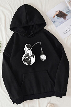 Uyguntarz Unisex Uzay Temalı Baskılı Sweatshirt