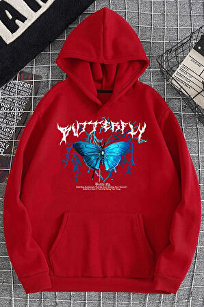 Uyguntarz Unisex Blue Butterfly Baskılı Sweatshirt