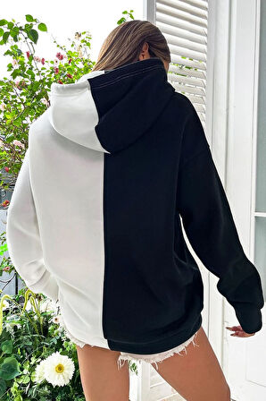 Uyguntarz Unisex Brooklyn Siyah Beyaz Hoodie