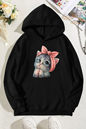 Uyguntarz Unisex Sevimli Kedi Sweatshirt