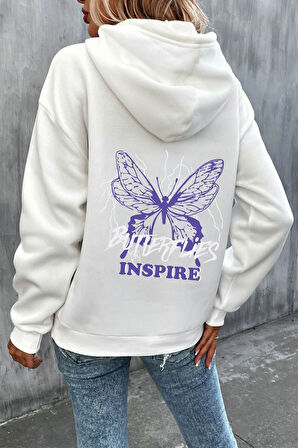 Uyguntarz Unisex Butterfly & Letter Graphic Baskılı Sweatshirt