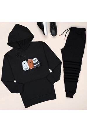 Siyah Panda Eşofman Takımı