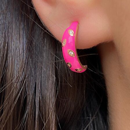 Gümüş Renkli Neon Küpe