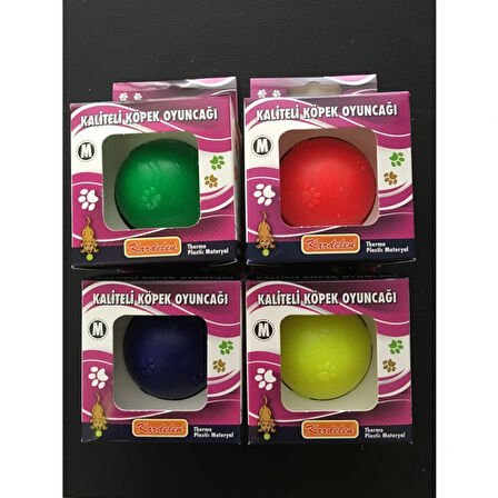 Kardelen Termoplastik Pati Desenli Köpek Oyun Topu M 5.5 CM Çok Renkli