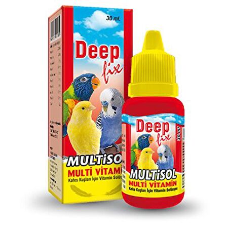 Deep Fix Multisol Kafes Kuşlari için Multivitamin Takviyesi 30 ML