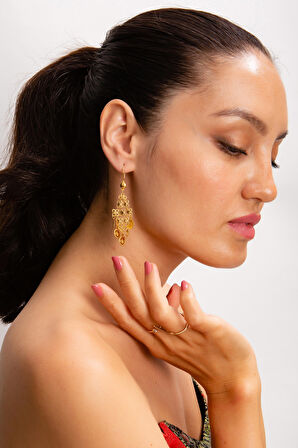 22 Ayar Yuvarlak Sarkıt Küpe