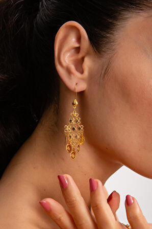 22 Ayar Yuvarlak Sarkıt Küpe