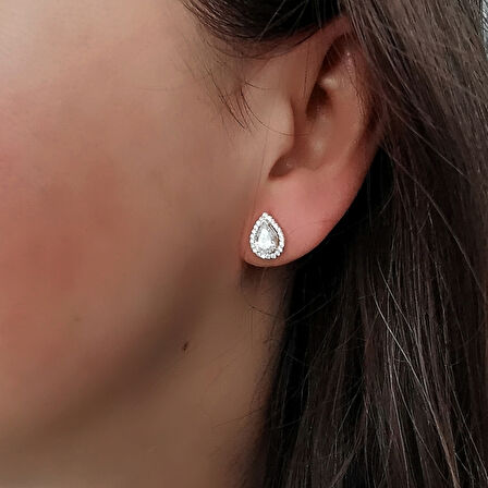 Altın Damla Taşlı Günlük Küpe (KP0063)