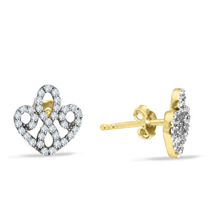 14 Ayar Vidalı Taşlı Küpe (KP0068)