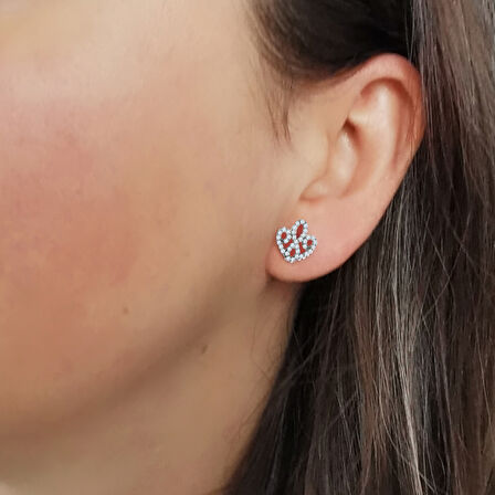 14 Ayar Vidalı Taşlı Küpe (KP0068)